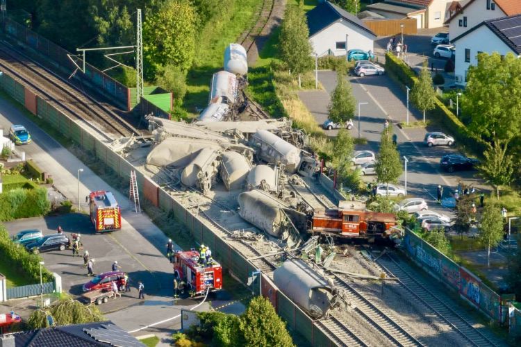 Freight train derails in Germany