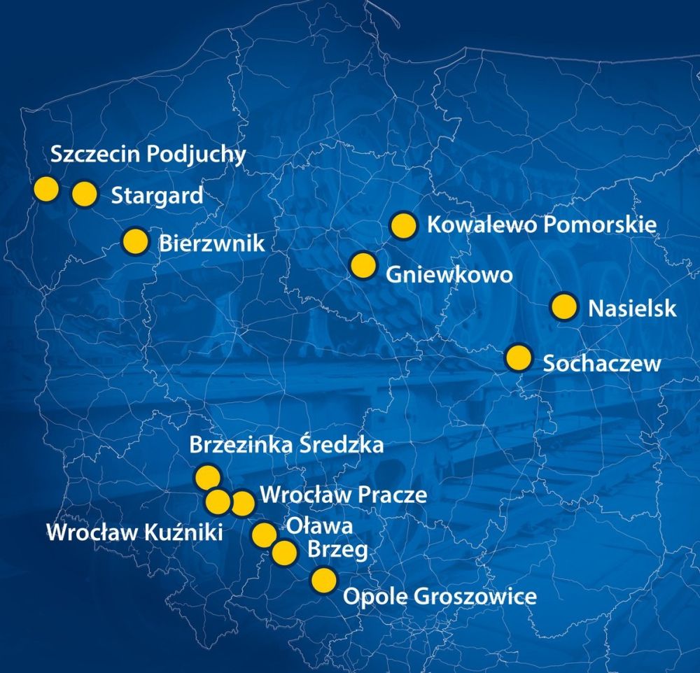 Stations with new cargo transloading points in Poland&nbsp;© PKP PLK
