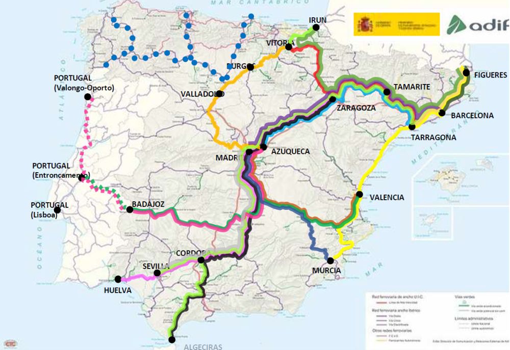Railways Highways plan across Spain by&nbsp;© Adif